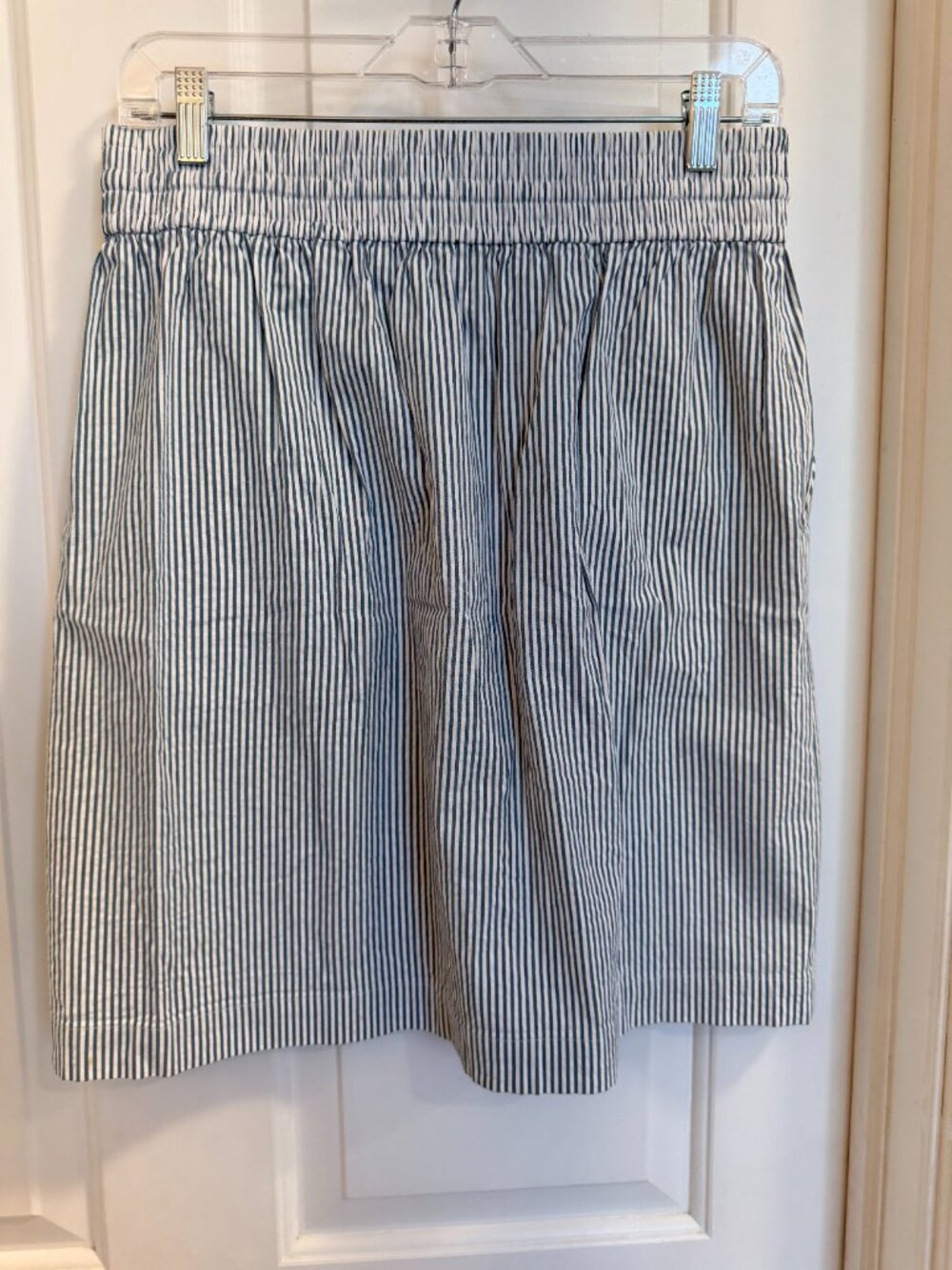 Lacoste Blue White Striped Skirt Size 30 (8/10) Elastic Waist Midi - Picture 4 of 9